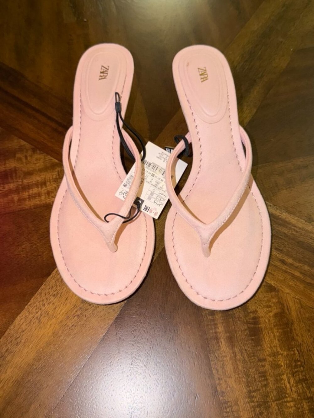 Zara Pink Kitten Heel Thong Sandals Flip Flops NWT Size 8